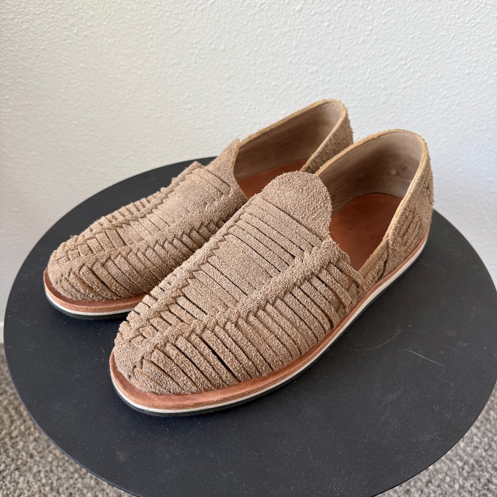 Men's Tan Suede Woven Slip-On Loafers